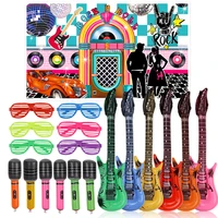 25pcs 50s rock party supplies rock and roll star party backdrop rock toy set music party props for birthday party decorations