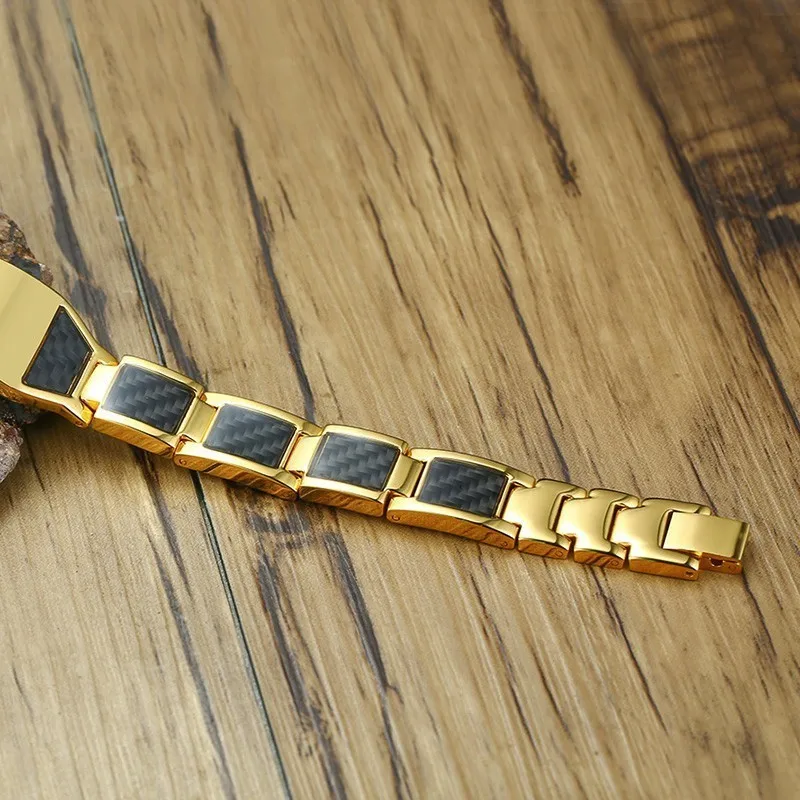 Бесплатная гравировка мужской черный углеродное волокно Золотой магнитный