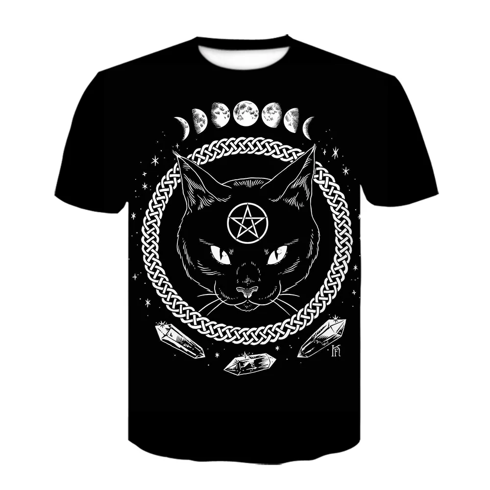 Звездное небо кошка 3d Футболка с принтом открытыми Забавные топы для модниц в