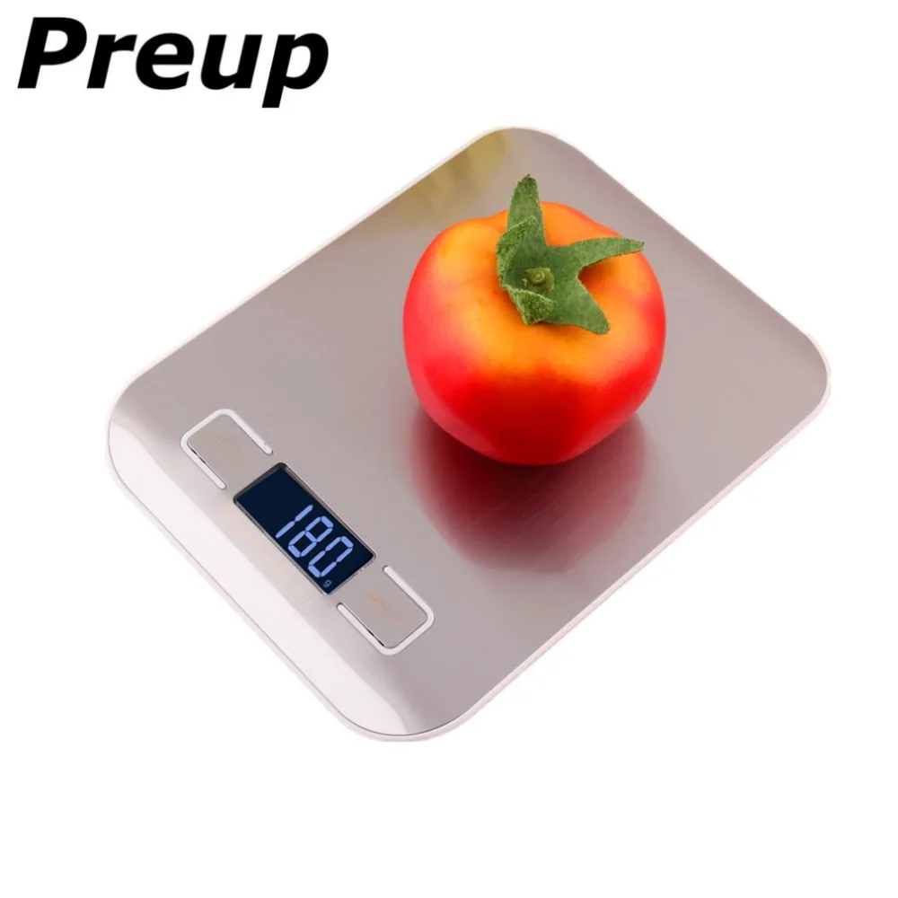 PREUP 5000 г/1 г 5 кг электронные с ЖК-дисплеем цифровые кухонные весы пищевая диета почтовый Баланс Вес измерительный из нержавеющей стали