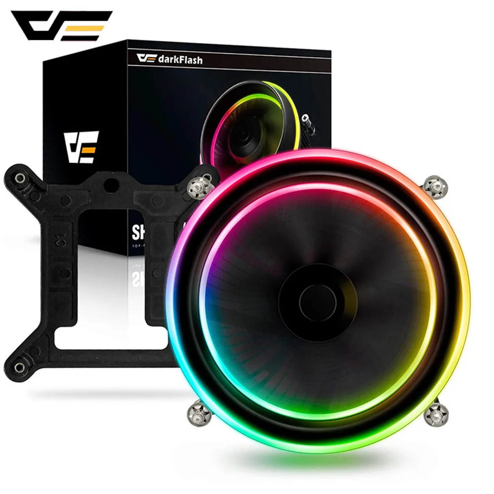 

Кулер darkFlash Shadow PWM для процессора AURA SYNC, охлаждающий двойной кольцевой светодиодный вентилятор 100 мм, 3pin + 4pin, радиатор для LGA 1156/1155/775 TDP 280 Вт