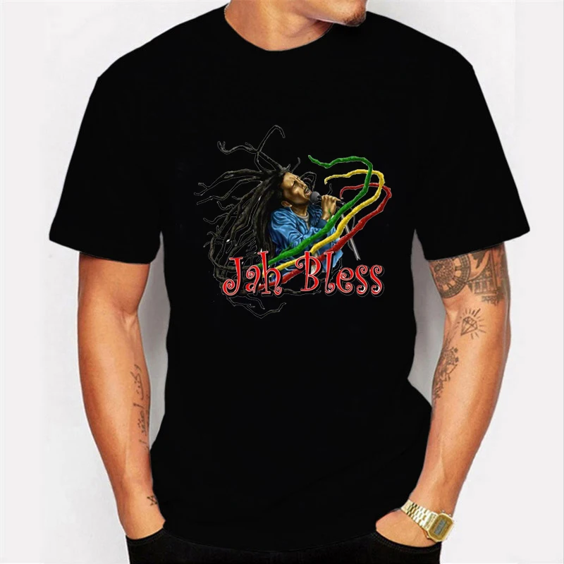 Kpop Боб Марли забавная футболка Удобная Homme топы хлопок Ulzzang Мужская с воротником