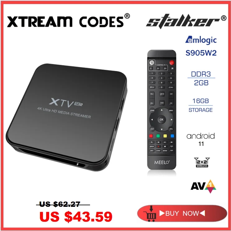 XTREAM компактный мультимедийный декодер Android 11 2 4G/5G WIFI Smartes STALKER Player Amlogic S905W2 Гб 16 XTV SE2