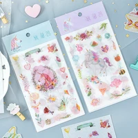 6 pcspack pink blue garland unicorn decorative stickers scrapbooking stick label diary stationery album stickers
