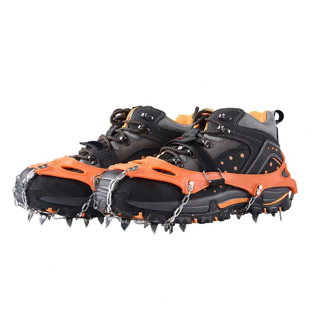 

1Pair Durable Ice Crampons Anti-rust Wear Resistant Mountaineering Cleats 16 Spikes Ice Anti Slip Cleats Grips