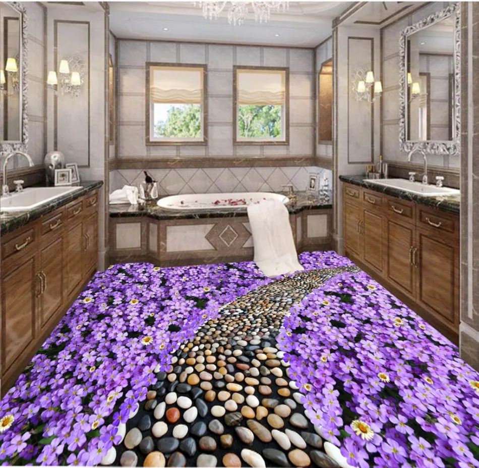 Самоклеющиеся виниловые обои 3D водостойкие с изображением мощеного камня для