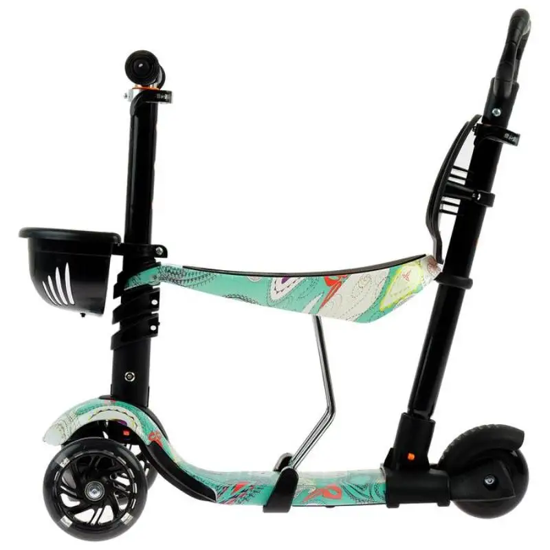 Самокат детский SCOOTER 5 в 1 колеса световые PU цвет бирюзовый 1738605|Самокаты| |