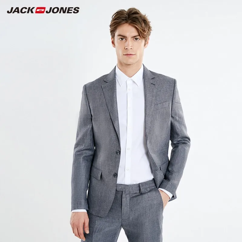 Мужской приталенный льняной дышащий Блейзер JackJones 219172510 | Мужская одежда