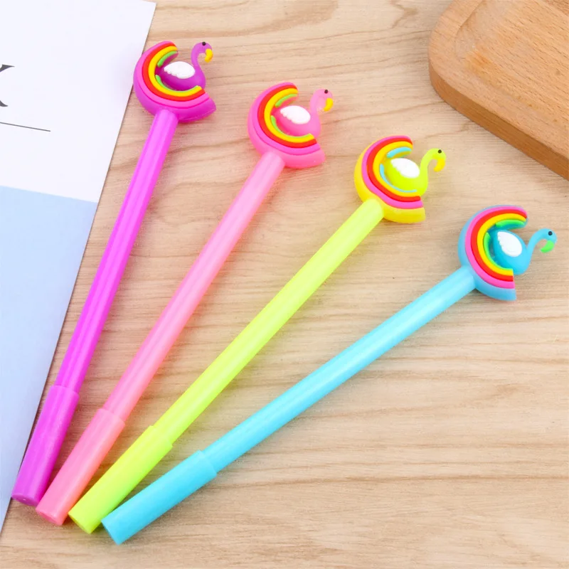 

4Pcs Pink Flamingo Gel Pen Rainbow Moon Swan Pens for School Writing Girl Gifts Kawaii Neutral Pens School Supplies Stationery