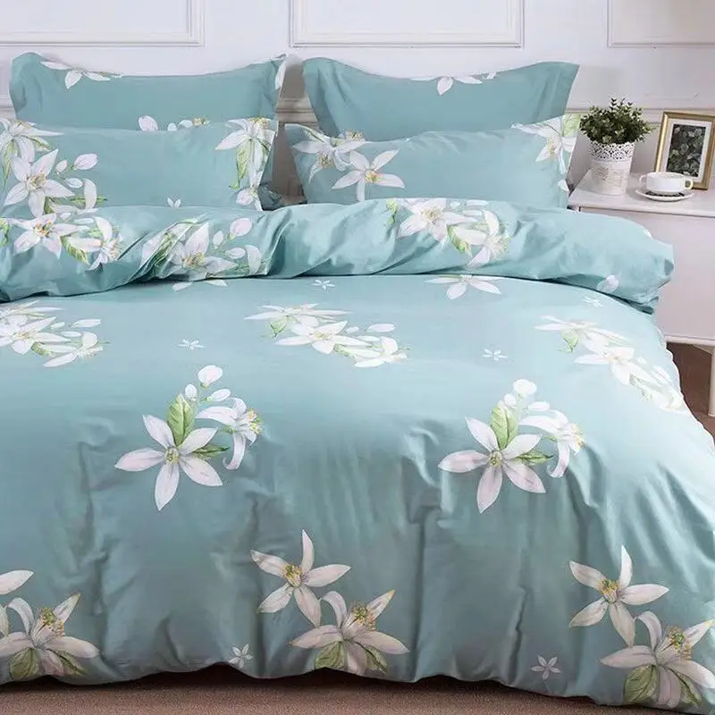 2021 Classic Bedding Set 3 Size Grey Blue Flower Bed Linen 3pcs/set Duvet Cover Pastoral Cotton Quilt With Pillowcase | Дом и сад