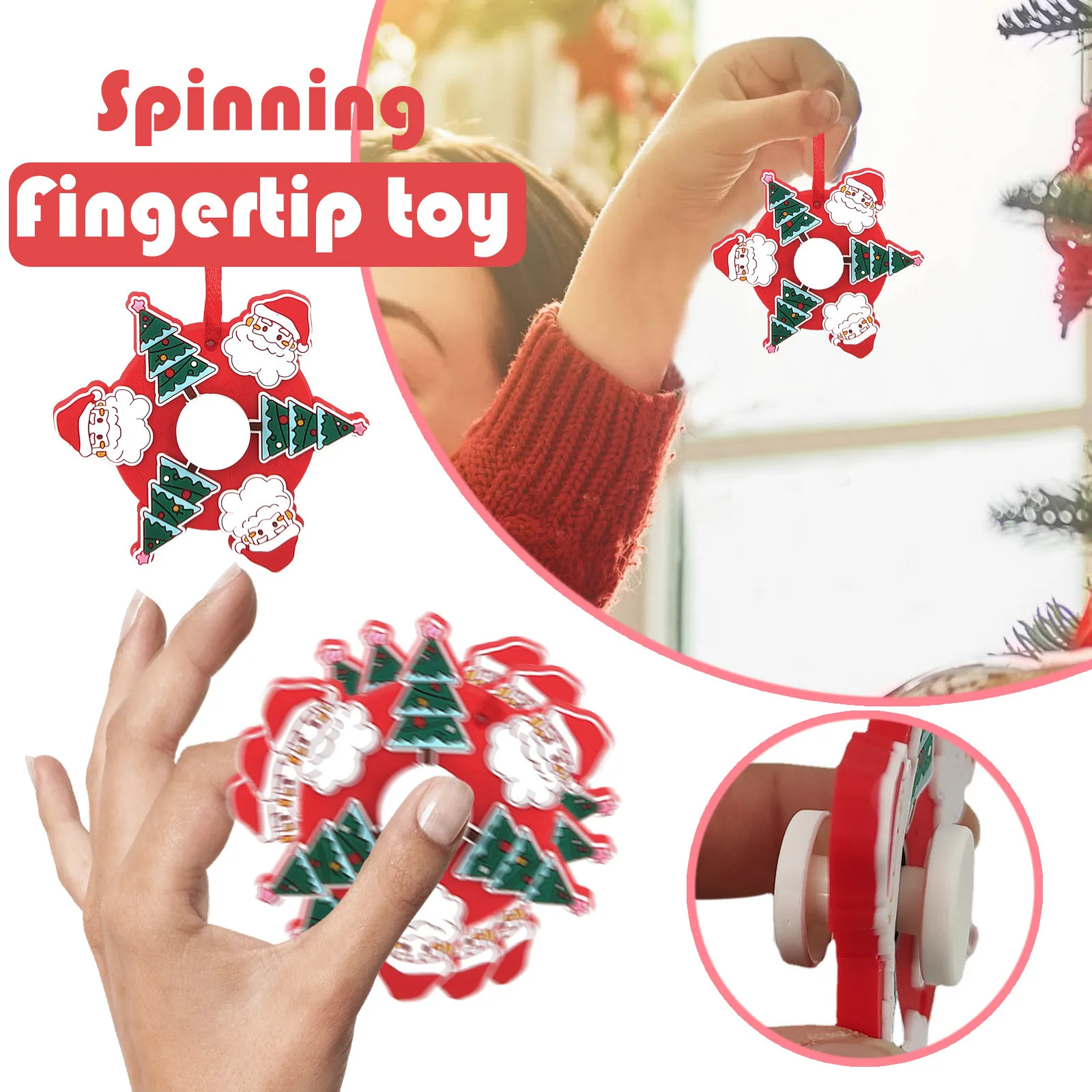 

Personalized Christmas Tree Decoration Turntable Gear Linkage Manual Rotating Fingertip Top Toys For Children Kids Gift A40