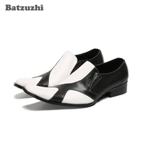 batzuzhi luxury handmade mens shoes fashion black white formal dress shoes men business party and wedding shoes male eu46