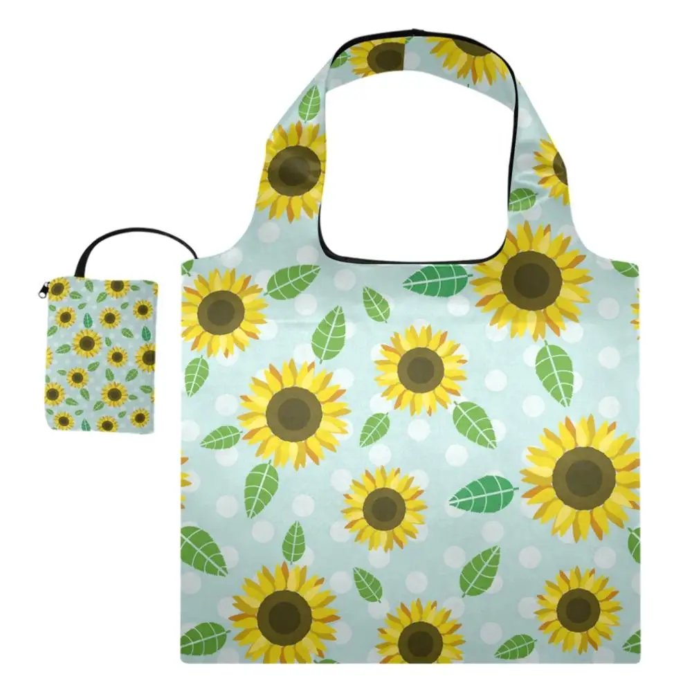 

Водонепроницаемая многоразовая женская сумка-тоут Sunflower, складной тоут, портативный экологически чистый полотняный мешок для продуктов, вм...