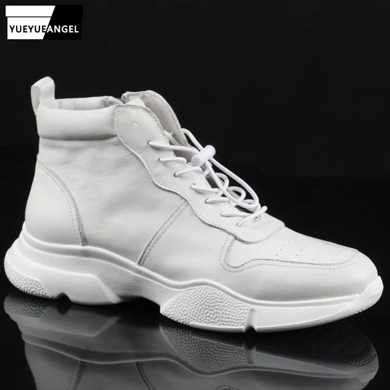 2019 Брендовая обувь в Корейском стиле модные ботинки из натуральной кожи мужской