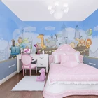 Обои для детской комнаты в скандинавском стиле с изображением мультяшных животных для мальчиков и девочек