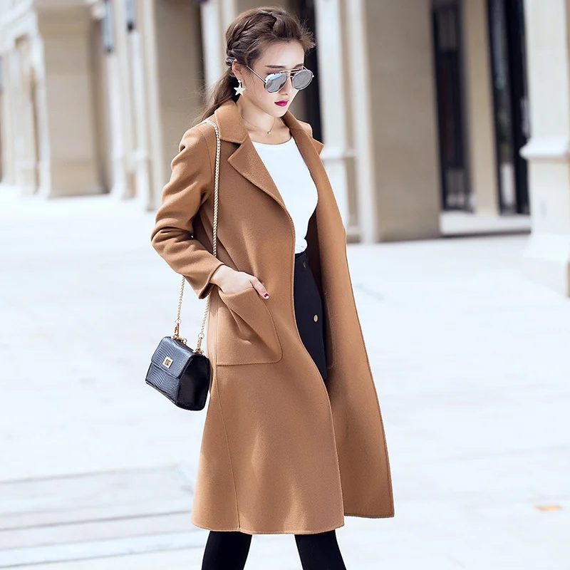 

KMETRAM Women's Jacket Spring 2021 Double-side Wool Coat Female Korean Long Cashmere Coats and Jackets Chaqueta Mujer MY2602