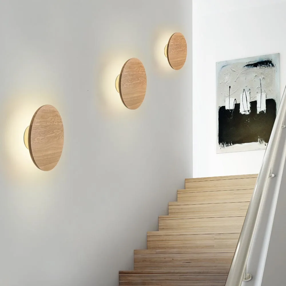 Modern Nordic Wood Eclipse LED Wall Lamp Sconce Light Home Porch Bedroom Bedside Lighting Fixture Art Decor | Лампы и освещение