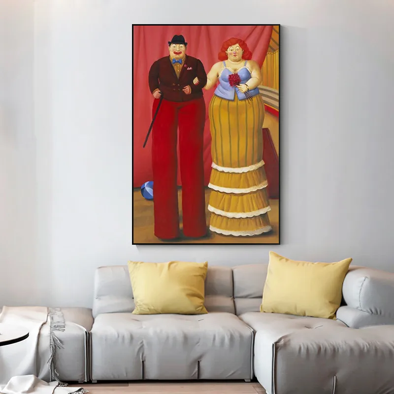 

Funny Art of a Couple by Fernando Botero Canvas Paintings On the Wall Art Posters And Prints Modern Art Wall Pictures Home Decor