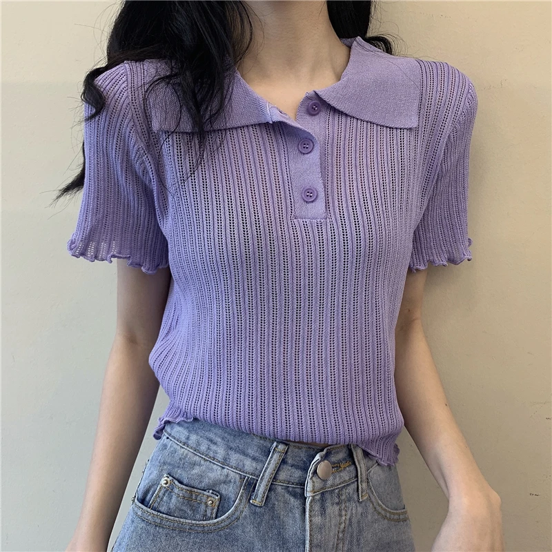 Женская летняя рубашка-поло женские шорты с коротким рукавом белый однотонный