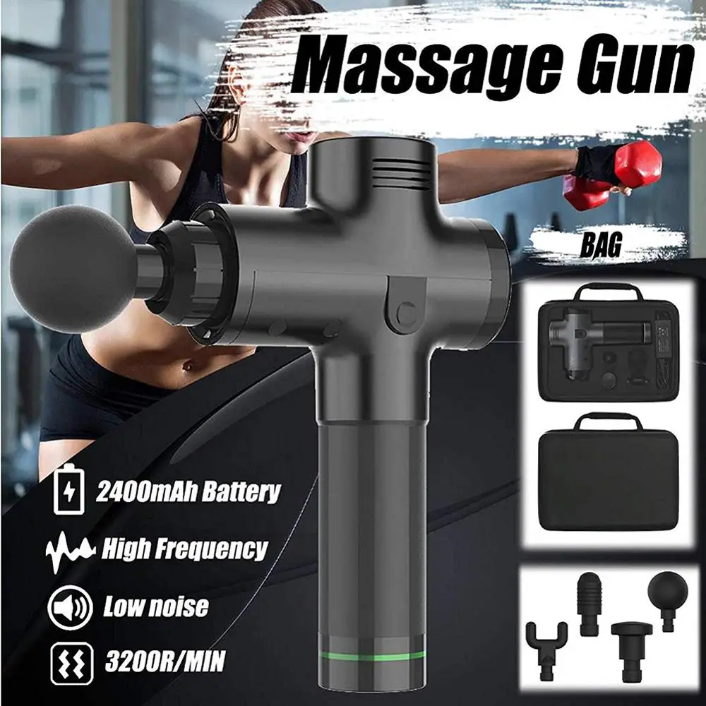 

Body massager Gun Electric Muscle Massager Muscle Relaxation Fitness Equipment 4 Heads with Bag Body Slimming Machine jade gift