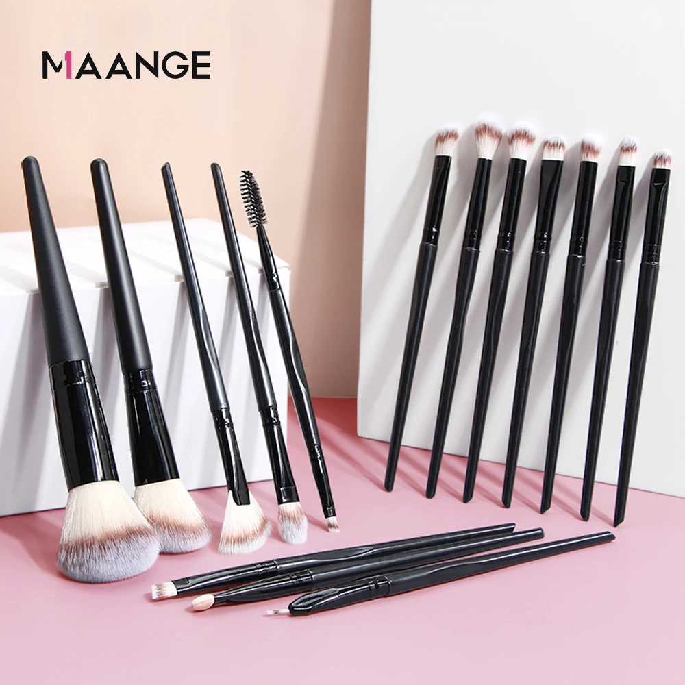 

MAANGE Pro 15Pcs Makeup Brushes Set Powder Foundation Blush EyeShadow Lip Blend Cosmetic Face Make Up Brush Tool Kit Maquiagem