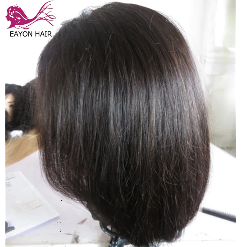 EAYON короткий Боб шелковистые прямые полные кружевные человеческие волосы парики
