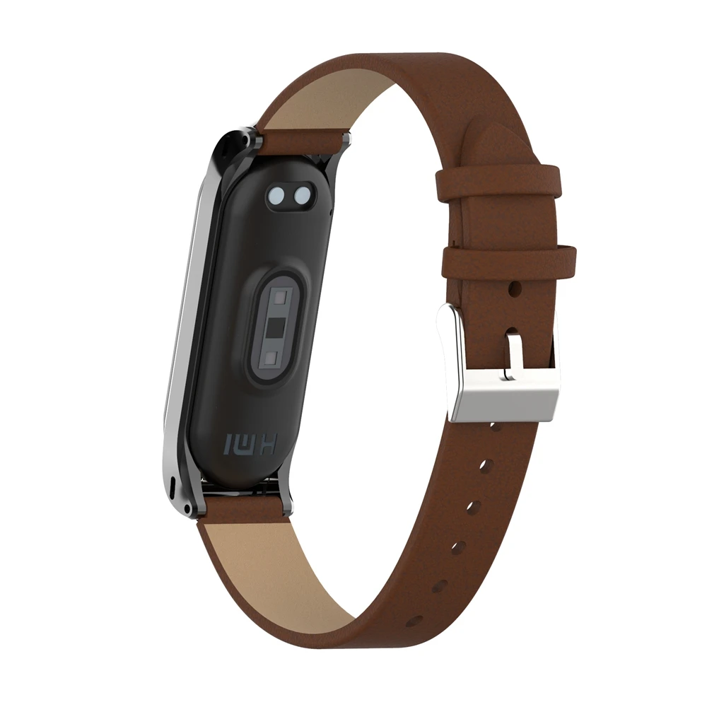 Кожаный ремешок для mi band 4, умный браслет, металлический чехол, PU ремешок для часов, для Xiaomi mi, ремешок, 3 замены, аксессуары для женщин и мужчин