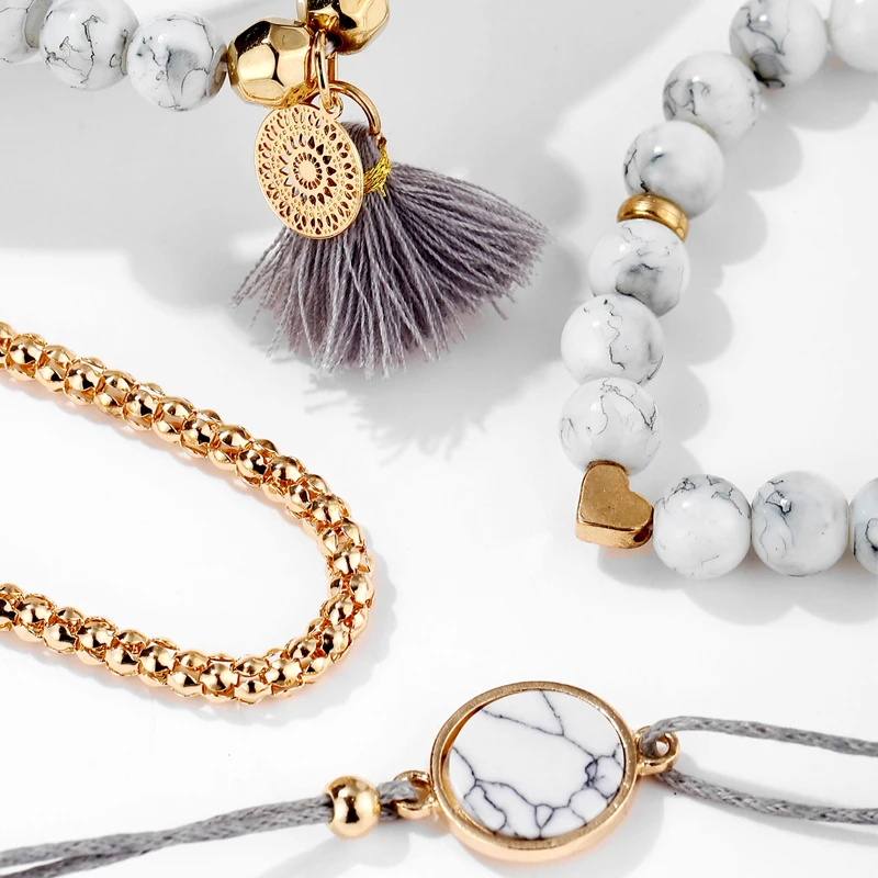 Смешанные полые сердца волна любовь кристалл круглые красивые браслеты с камнем