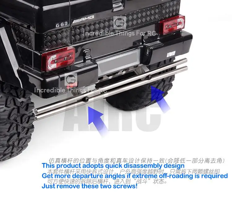 Djrc Silver Metal Rear Bumper For 1/10 Rc Car Trax Trx4 G500 Trx6 G63 Upgrade Parts | & Accs