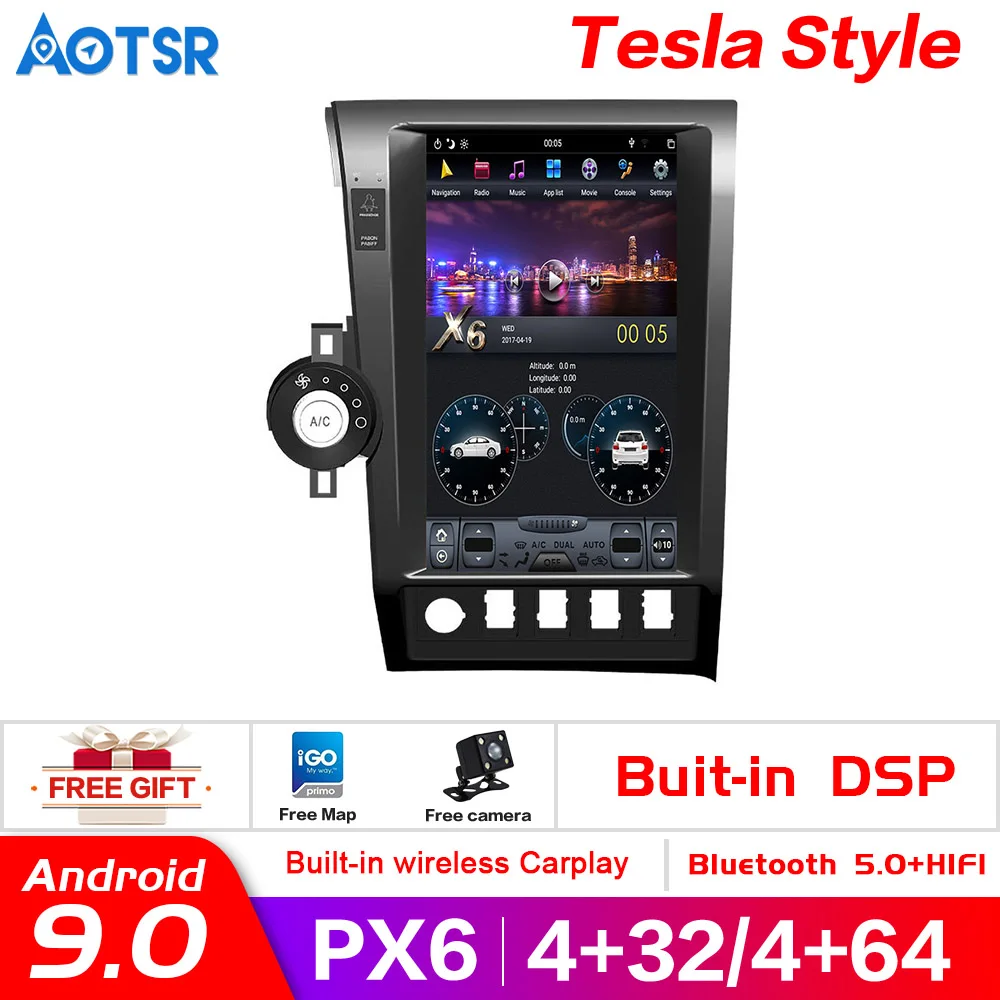 Android 9,0 4 Гб ОЗУ 64 Гб ПЗУ px6 автомобильный dvd-плеер gps навигация для Toyota Tundra Sequoia 2007-2011 головное устройство стерео радио автомобиль