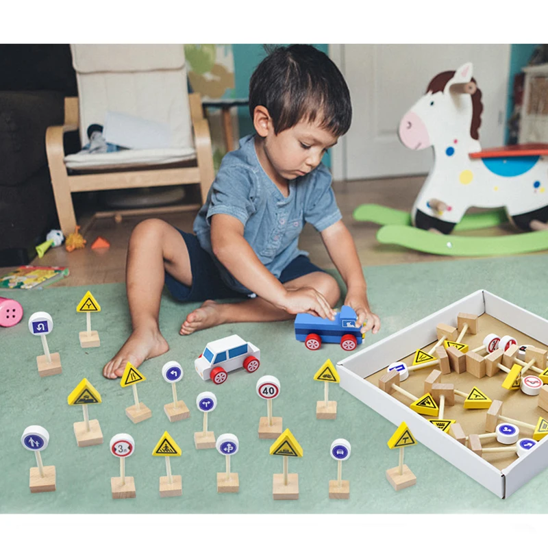 Детская деревянная дорожные знаки блочная Автомобильная игрушка Детские