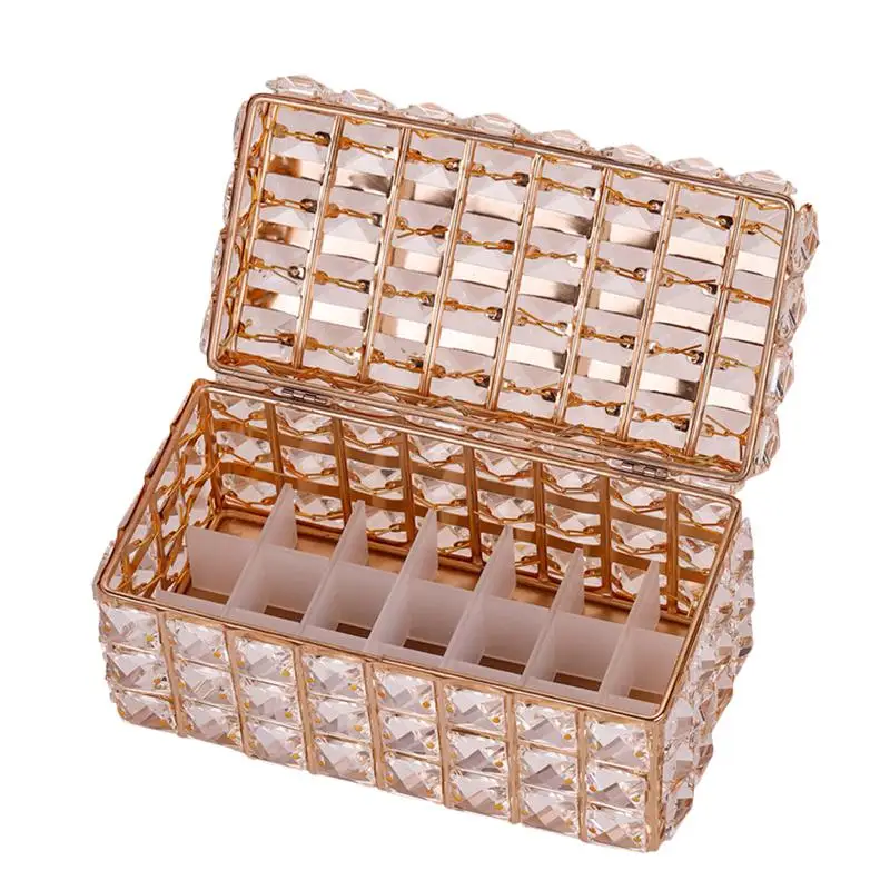 

1 PC Lipstick Storage Box Shiny Portable Lipstick Holder Artificial Crystal Container for Home Shop