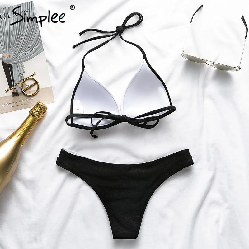 Женский треугольный комплект бикини Simplee женский пуш-ап купальник со змеиным