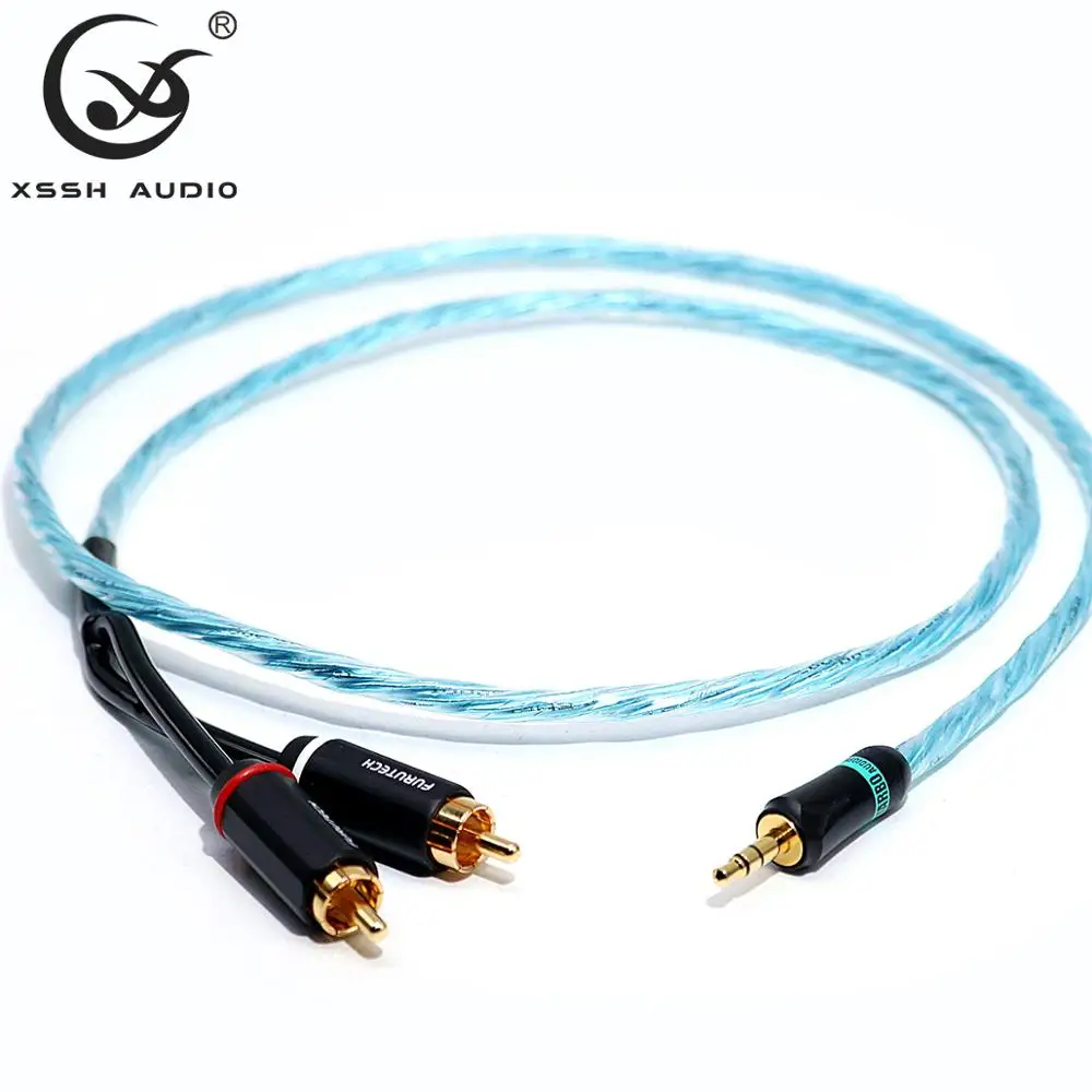

XSSH audio 3.5mm stereo plug to 2 RCA Hi-end HIFI OFC pure copper Headphone Earphone Extension Audio Wire Cord Aux Cable Cables