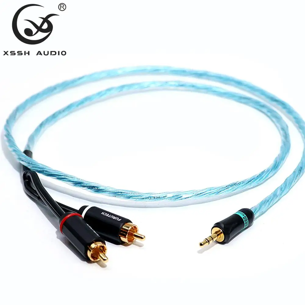 XSSH аудио 3 5 мм стерео штекер к 2 RCA Hi end HIFI OFC удлинитель для наушников из чистой меди