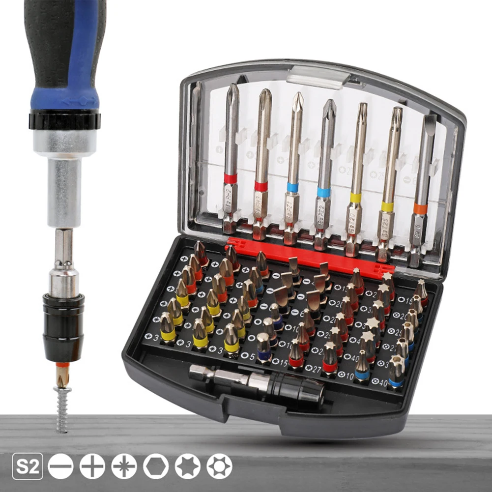 

56pcs DIY Electronic Extension Bit Holder Torx Phillips Pozi Screwdriver Bit Set DIY Electronics Manual Repair Disassembly Tools