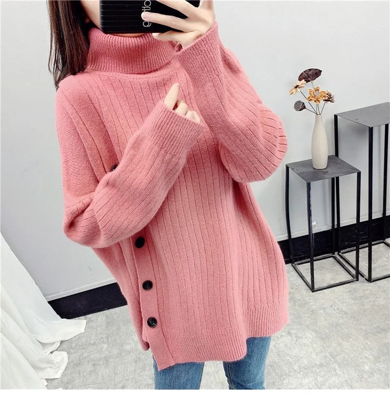 Вязаный женский Однотонный свитер в стиле Харадзюку осенне-зимние корейские