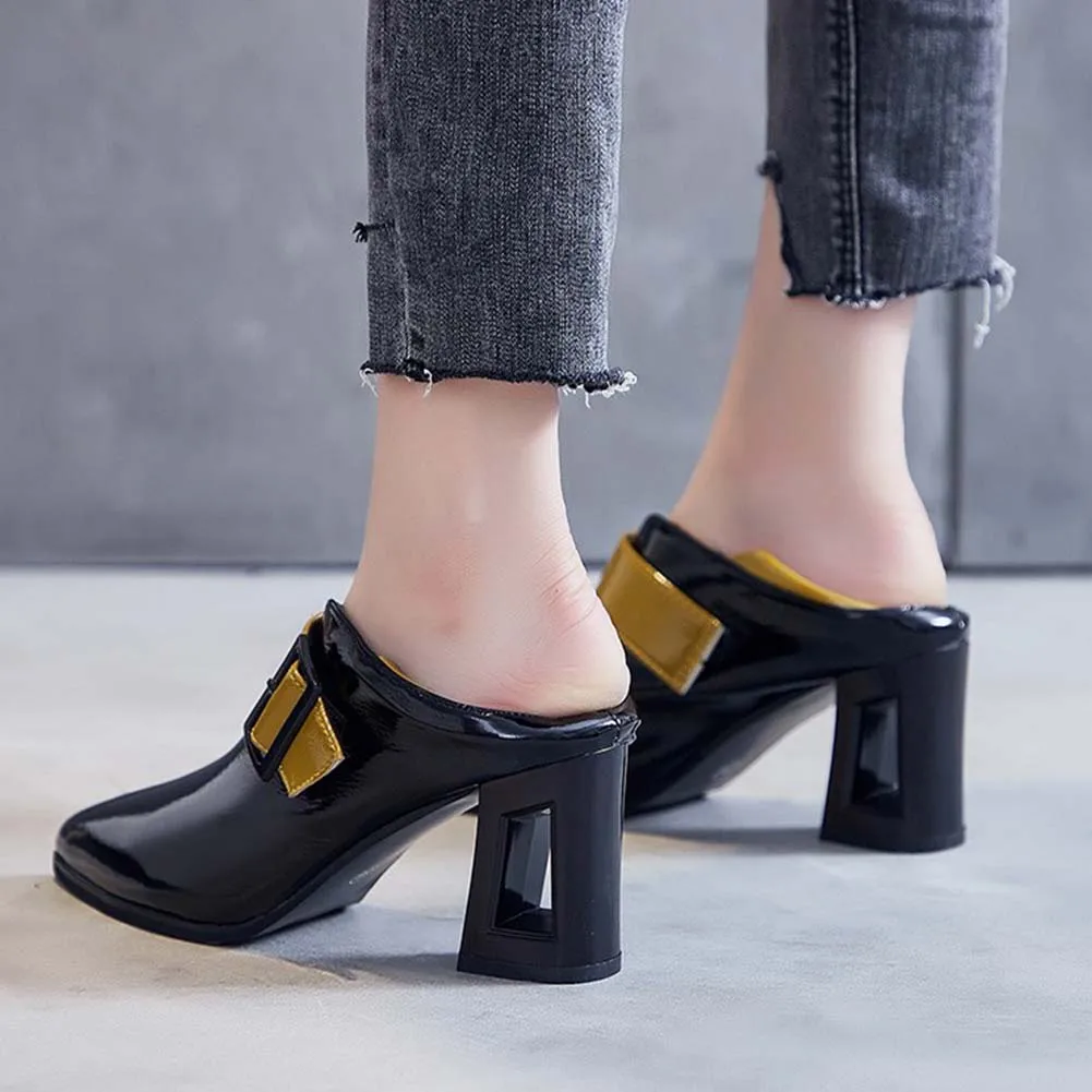 

DoraTasia New Fashion Female Shallow Buckle Pumps Pointed Toe Chunky High Heels Pumps Women Mixed Colors Office Shoes Woman