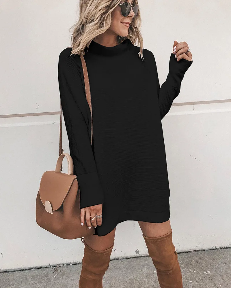 

Korean knitting Women's Dress Fashion O-Neck Sexy Party Dresses 2020 Autumn Winter Long Sleeve Bodycon Short Dress Plus Size 3XL