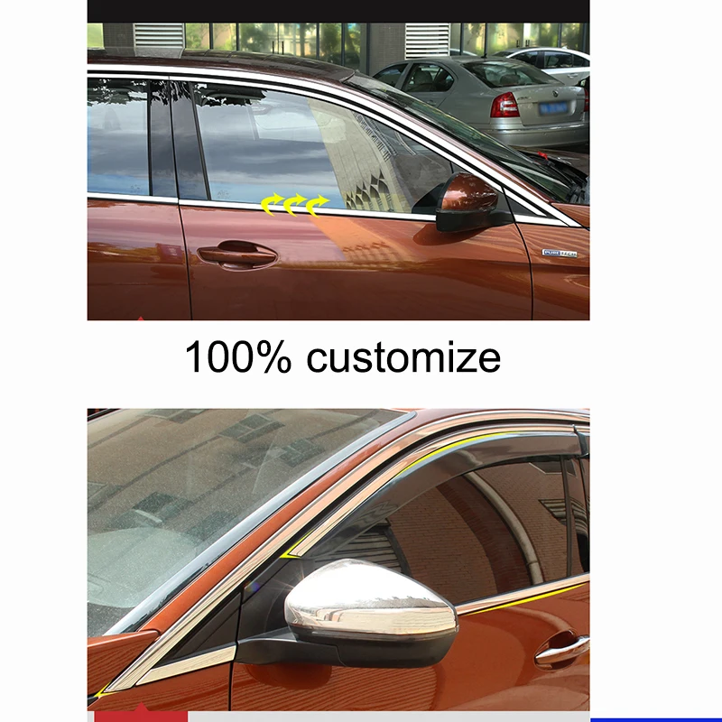 

Lsrtw2017 Stainless Steel Car Window Chrome Post Strip Trims for Peugeot 4008 Interior Accessories 2016 2017 2018 2019 2020