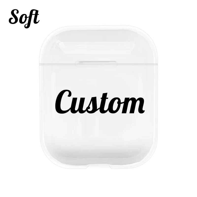 Soft Милый чехол для Apple airpods, чехол, сделай сам, настройка имени, текст, Bluetooth, прозрачный чехол для наушников, для Airpods 1, 2, наушники, Жесткий Чехол - Цвет: Soft