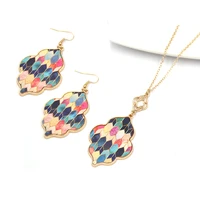 2020 winter new style hot selling vintage colorful print leopard gourd shape necklace drop earring for women fashion jewelry