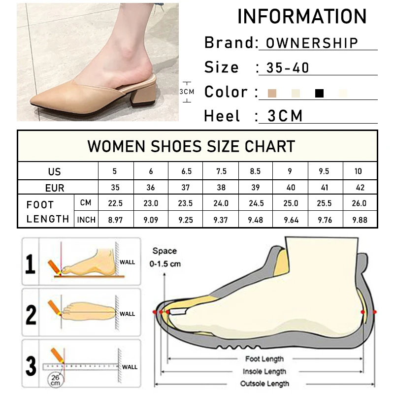 Женские мюли 2020 туфли с острым носком на низком каблуке Новые женские модные