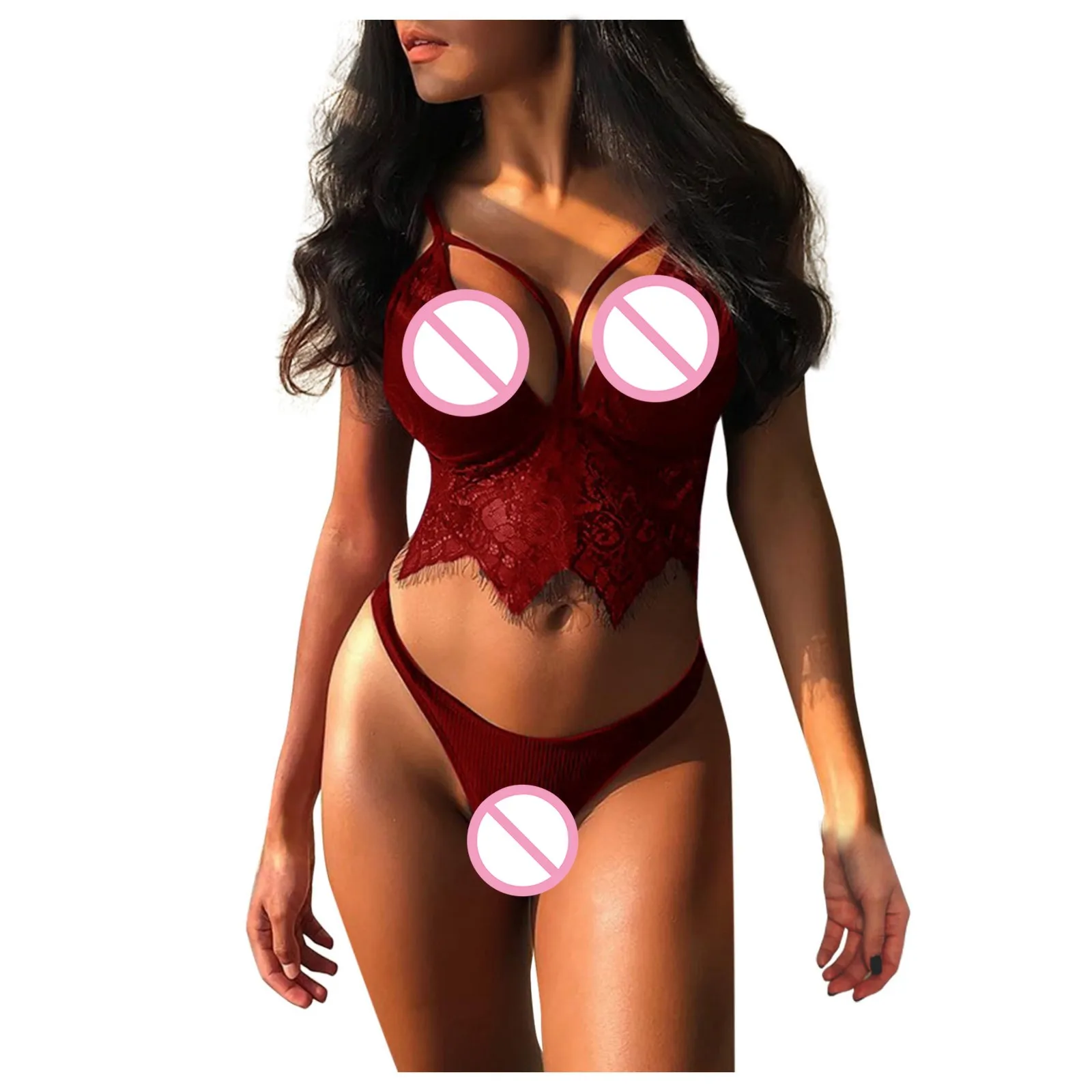 

Women Sexy Lace Lingerie Sleepwear Night Bra And Panty Set Backless Pajamas Ladies Sexy Nightwear Lace Dress Lingerie Underwear