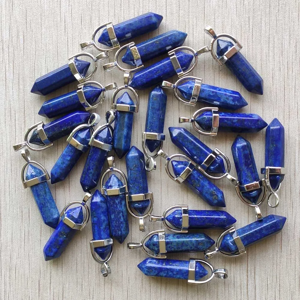Оптовая продажа модные подвески в форме столба из натурального лазурита 24 шт./лот