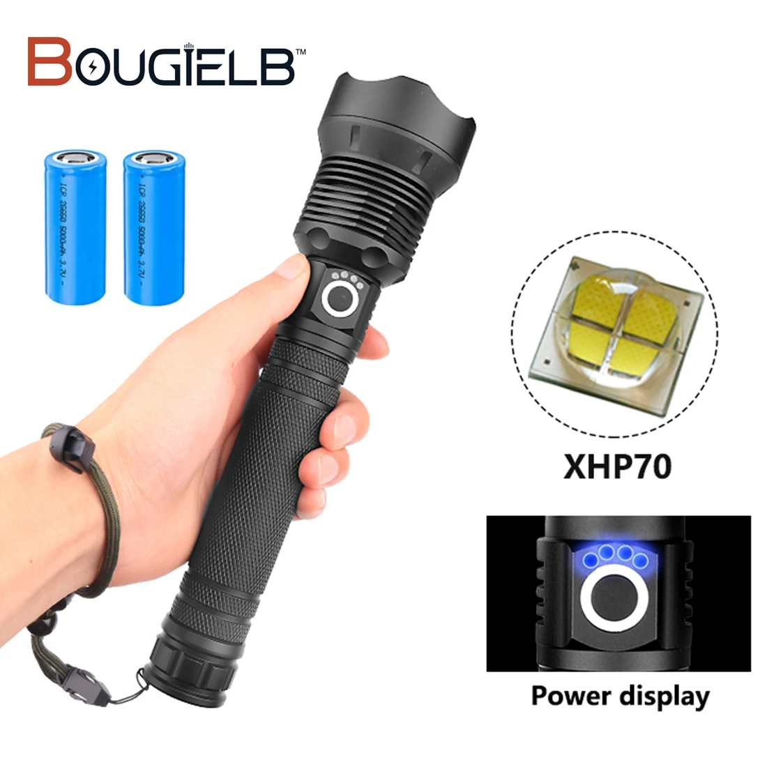 

Светодиодный фонарик XHP70 с зарядкой от Usb, масштабируемый, высококачественный Тактический фонарь для кемпинга и охоты, фонарик с батареей ...