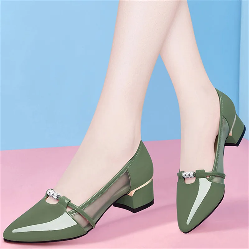 Cresfimix zapato negro tacon women cute sweet high quality green slip on heel pumps for party ladies casual comfort shoes a6123