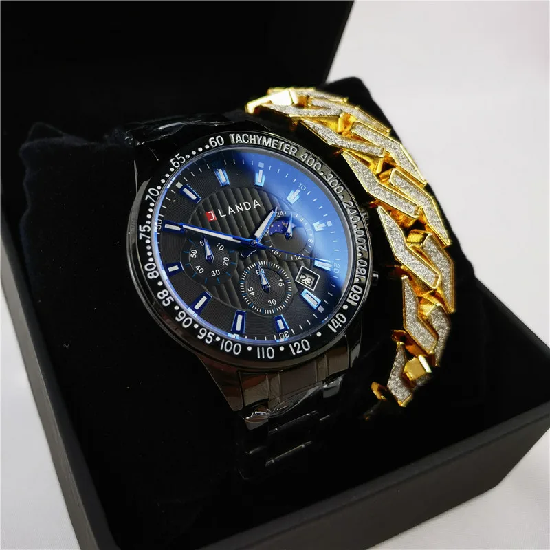 

Fashion Men's Watch Set High Quality Steel Belt Fashion Bracelet Classic Business Minimalist Quartz Watch Set