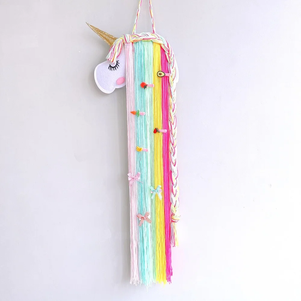 Набор радужных фетровых заколок для волос в виде единорога органайзер хранения