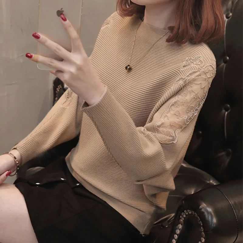 Осенний женский новый свитер большого размера цельный воротник Корейская версия